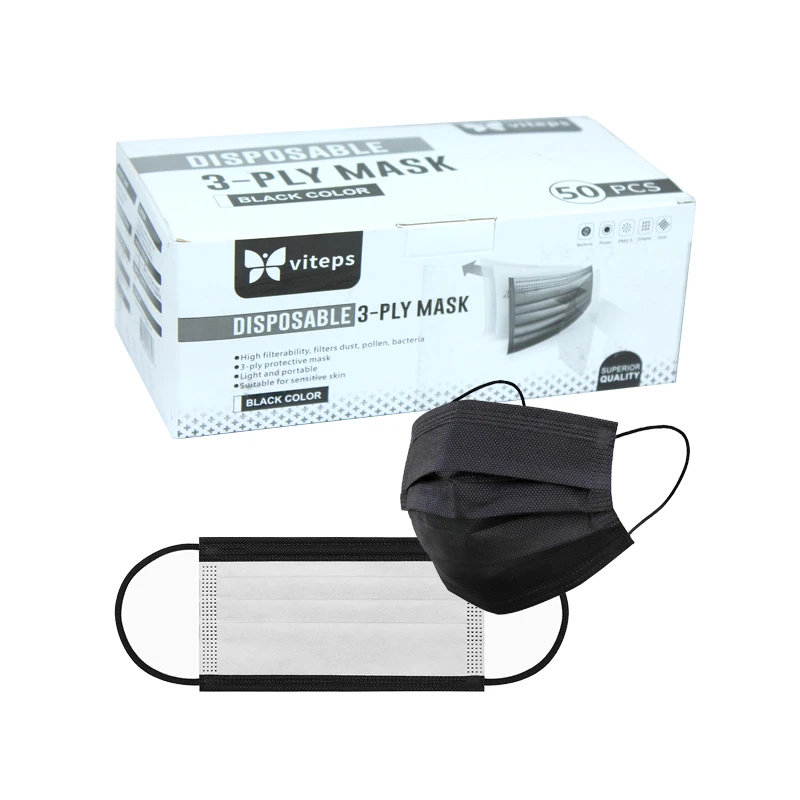 Viteps Disposable 3-ply Mask Black