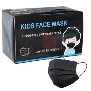 MASK-YY-JY22-3, JiaYang Kids Face Mask Disposable Black JY22-3
