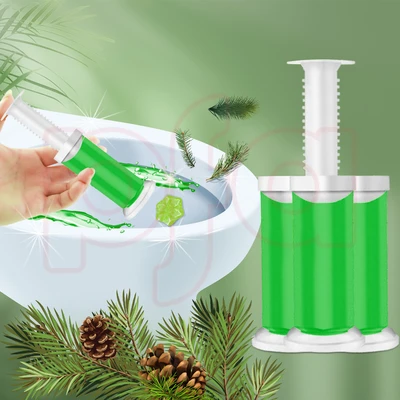 60133, Toilet Cleaning Gel 4 Packs Clean Pine Scent 6.43oz with 56 Stamps - Air Fusion, 191554601338