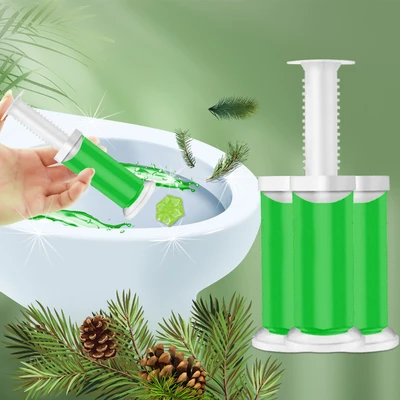 60133, Toilet Cleaning Gel 4 Packs Clean Pine Scent 6.43oz with 56 Stamps - Air Fusion, 191554601338