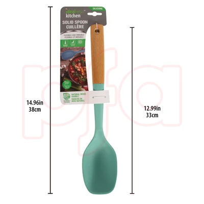 56394, Ideal Kitchen Silicone w/ Wood Handle Solid Spoon, 191554563940