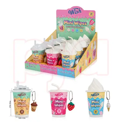 69303, Wish Mini Cleaning Hand Wipes 25CT Display, 191554693036