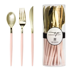 36322, Elegance Party 32PK Cutlery Blush+Gold, 191554363229