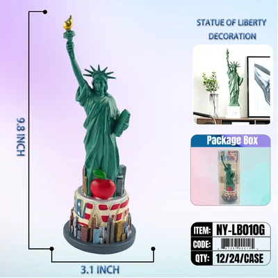 NY-LB010G, STATUE OF LIBERTY Green Flag color (9.8"), 887257900105