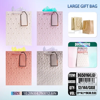 BG5016-LG, General Gift Bags LG x4 Assted.   10.2"x4.7"x12.6", 887257150357