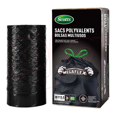 ST-30205, Drawstring Trash Bag Flex 30 Gal 36CT Black - Scotts, 191554302051