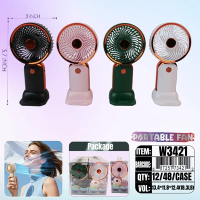 W3421, Rechargeable Portable Fan Assorted Color/PDQ, 887257734212
