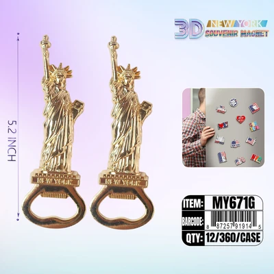 MY671G, New York Souvenir M. Metal Magnet Gold, 887257919145