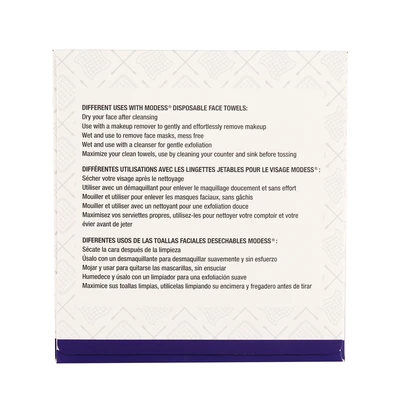 24050-12, Modess Disposable Face Towels 50ct, 191554240506