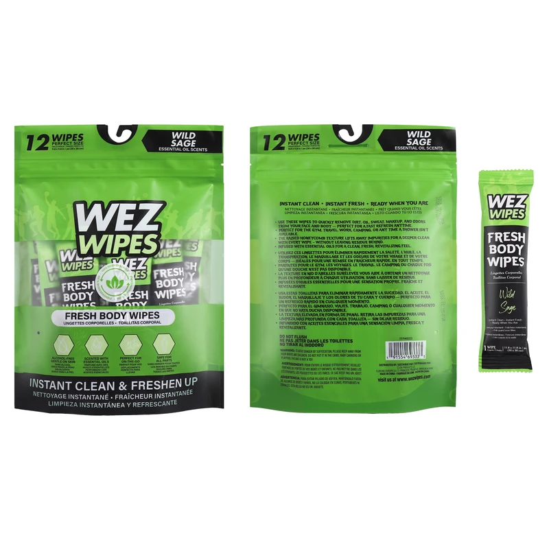 WEZ WIPES Fresh Body Wipes 12pcs Wild Sage