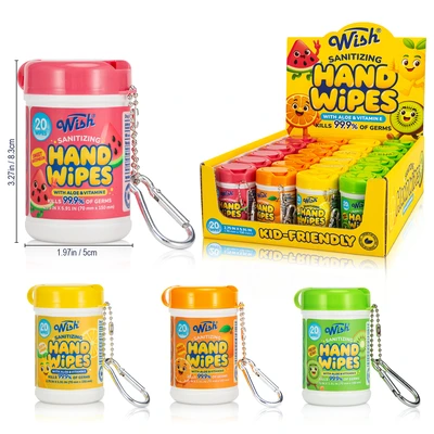 69301, Wish Sanitizing Hand Wipes 20CT Display, 191554693012