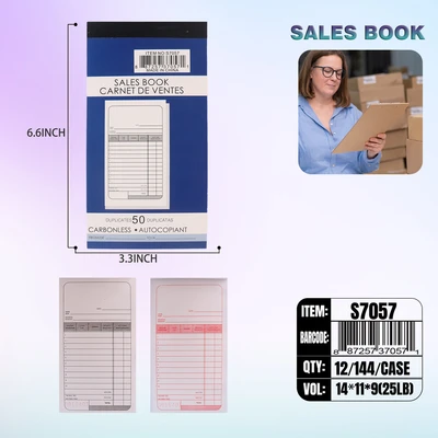 S7057, Salesbook 50/Duplicate Sheets  6.6"x3.3", 887257370571