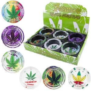 55998LF, Glass Ashtray Display Leaves 8.5x3.6cm #55998LM, 036882559985