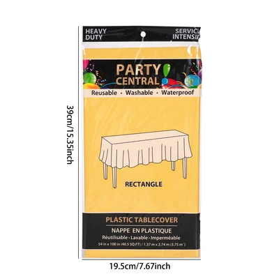 50009, Party Central Heavy Duty Rectangle Plastic Tablecover - Yellow, 191554500099