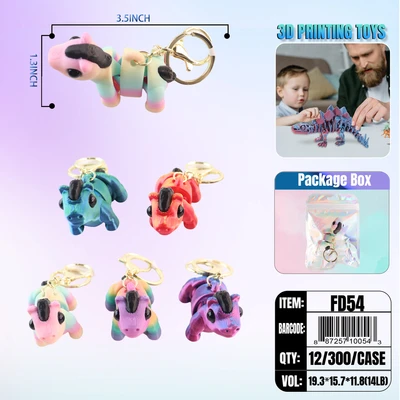 FD54, 3D Printed Keychain Horse, 887257100543