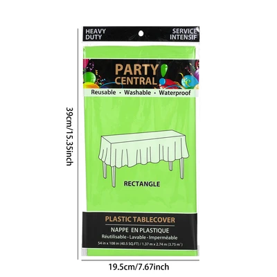 50002, Party Central Heavy Duty Rectangle Plastic Tablecover - Green, 191554500020