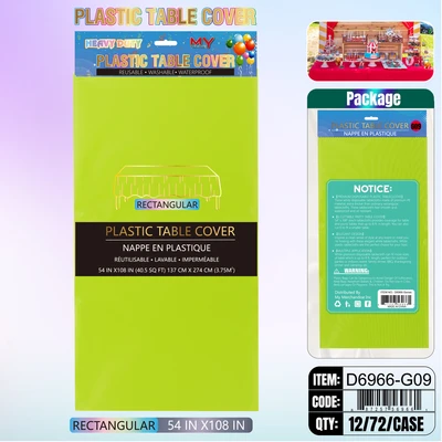 D6966-G09, Plastic Table Cover Light-Green Rectangular 54"x108", 887257572470