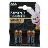 DCS4AAA, Duracell Simply AAA Batteries - 4 Pack Alkaline Battery, 5000394002432