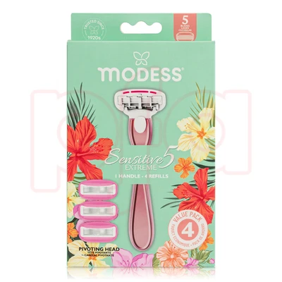 67218, Modess Razor Five Blade 1 Handle 4 Heads, 191554672185