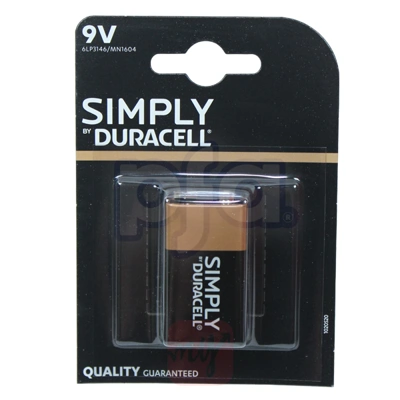 DCS9V, Duracell Simply 9V Battery - 1 Pack Alkaline Battery, 5000394112520