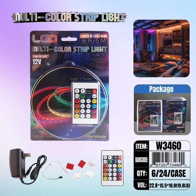 W3460, 5M 5050 300 LEDS Multi-Color  Strip Flexible, 887257734601
