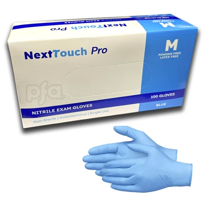 NG-NT-BM, Next Touch Blue Nitrile Exam Gloves 100CT Size: Medium, 810181040463