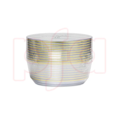36360, EP 10PK 8oz Dessert Bowl Clear+Gold, 191554363601