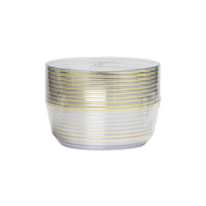 36360, Elegance Party 10PK 8oz Dessert Bowl Clear+Gold, 191554363601