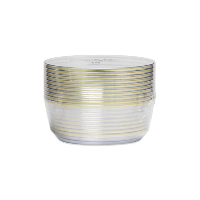 36360, EP 10PK 8oz Dessert Bowl Clear+Gold, 191554363601