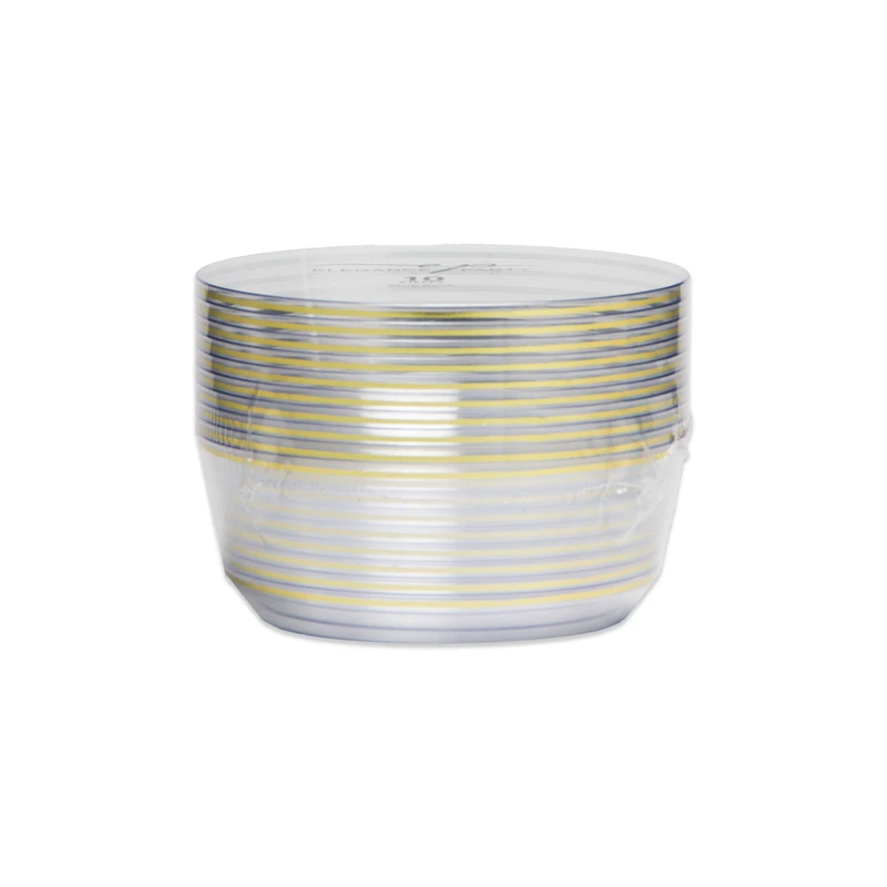 Elegance Party 10PK 8oz Dessert Bowl Clear+Gold