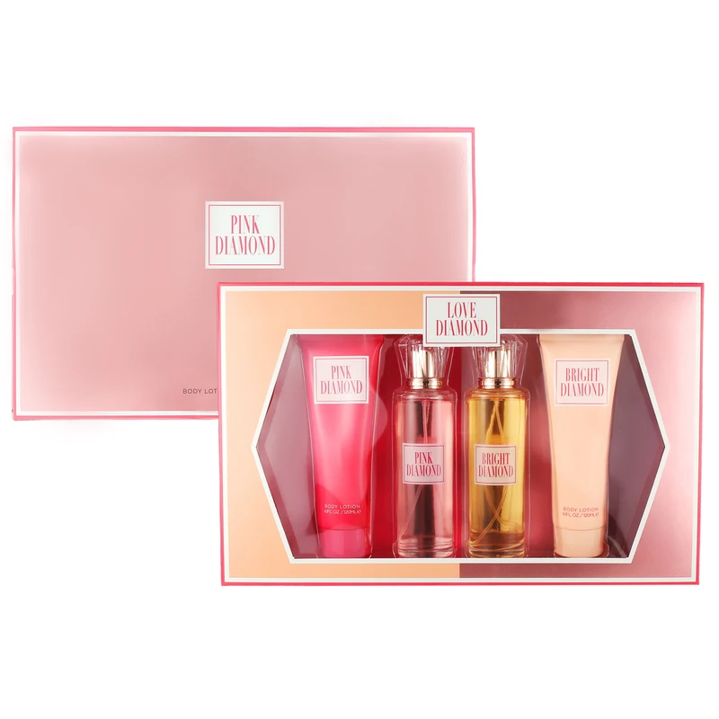 Women's 4pcs Set PINK DIAMOND 4.1fl.oz/120ml×2 Body Lotion + 3.4fl.oz/100ml×2 EDP