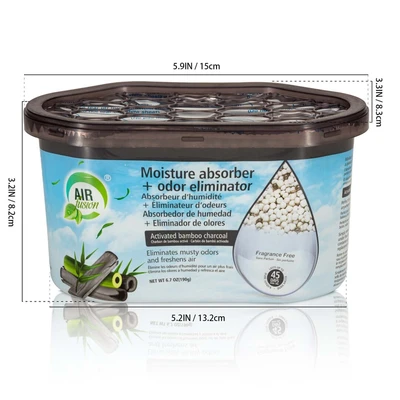 60157, Air Fusion Moisture Absorber & Odor Eliminator 6.7oz – Activated Bamboo Charcoal, 191554601574