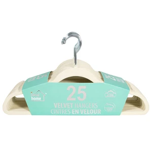 45024, Ideal Home Velvet Hanger 25PK White Silver Hook, 191554450240