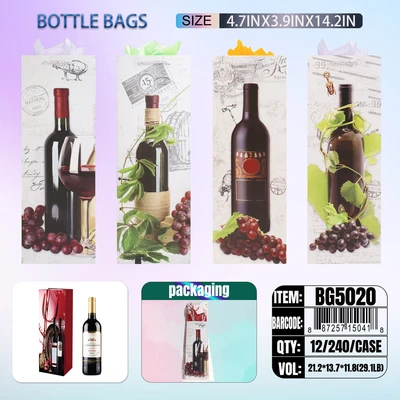 BG5020, General Bottle Bags Ast.4-Styles 4.9"x3.9"x13.6", 887257150418