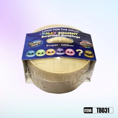 TB031, Ralex Squishy Sugar Mini-Dumplings Glitter Surprise Gold 2.17", 887258010315