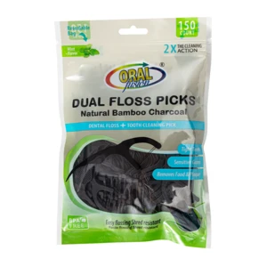 68044, Oral Fusion Floss Picks 150CT Charcoal, 191554680449
