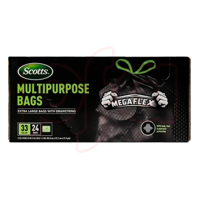 ST-30210, Drawstring Trash Bag Flex 33 Gal 24CT Black - Scotts, 191554302105