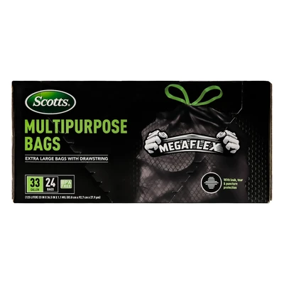 ST-30210, Drawstring Trash Bag Flex 33 Gal 24CT Black - Scotts, 191554302105