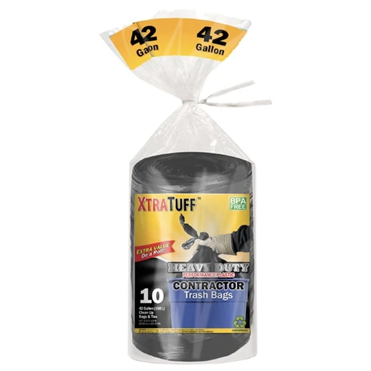 30105, XtraTuff Heavy Duty Conductor Twist Tie Trash Bag 42Gal 10CT, 191554301054