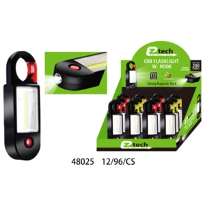 48025, EZ Tech COB LED Flashlight w/ Clip, 191554480254