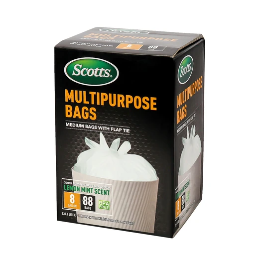 ST-30219, Scotts Flap Tie Bag Box 8 Gal 88CT White Lemon, 191554302198