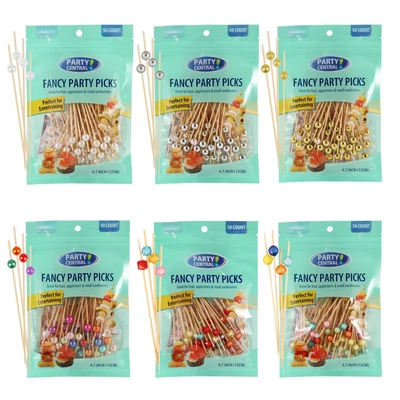 50109, Party Central Fancy Picks 50CT Mix Pearls/Cubes, 191554501003/191554501041