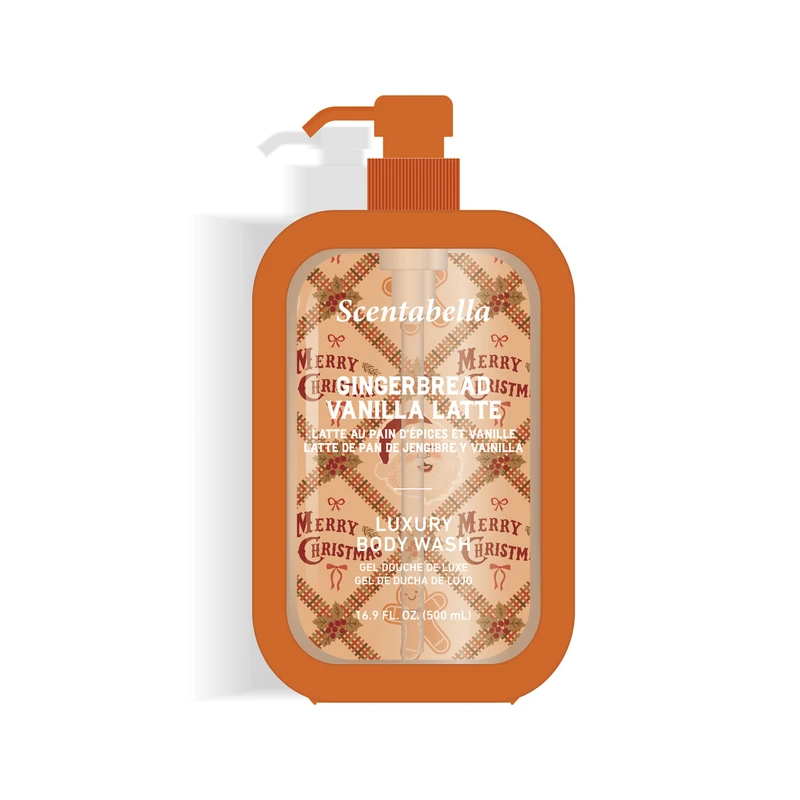 Scentabella Body Wash 16.9oz 500ml Holiday Gingerbread Vanilla Latte