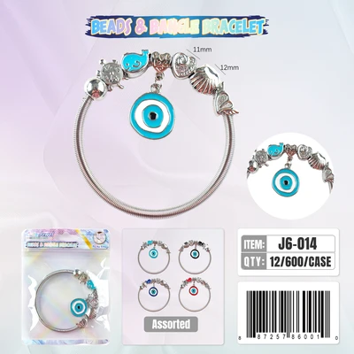 J6-014, BANGLE & BEADS BRACELET, 887257840012