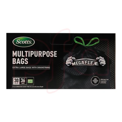 ST-30205, Drawstring Trash Bag Flex 30 Gal 36CT Black - Scotts, 191554302051