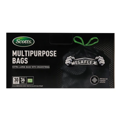 ST-30205, Drawstring Trash Bag Flex 30 Gal 36CT Black - Scotts, 191554302051
