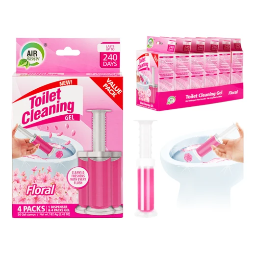 60130, Air Fusion Toilet Cleaning Gel 6.43oz 4PK – Floral, 191554601307