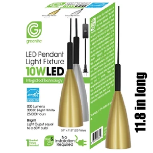 GL48762, Greenlite Pendant Light Fixture w/ LED 60W Gold, 635279487629