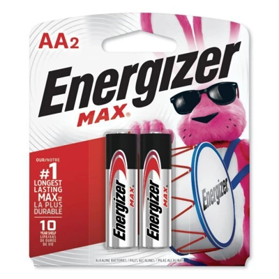 ERM2AA, Energizer Max AA Alkaline Batteries - 2 Pack, 039800015464