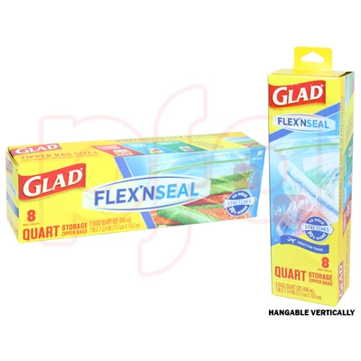 GZB79250, Glad Flex N Seal Zipper Bag Quart 8 Count, 012587792506